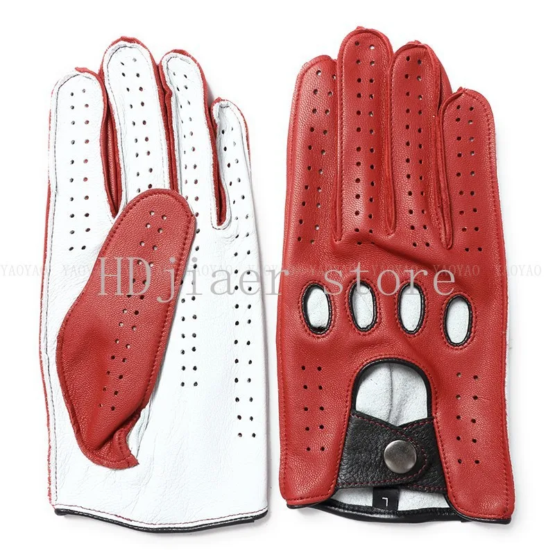 

Men's Genuine Goatskin Gloves - All-Season Vintage, Breathable for Motorcycle/Car Riding