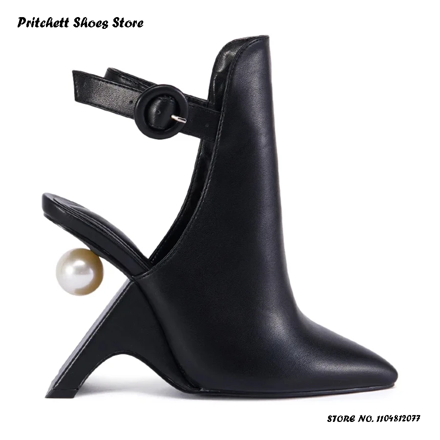 

Women's Faux Pearl Slingback Pumps Elegant Buckle Strap Strange Style High Heels Spring Summer Pointed Toe Party Dress Shoes