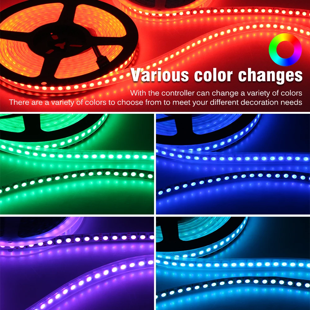 DC12V LED Strip 5050 LED Strip Light High Brightness Waterproof RGB LED Light Tape 60LEDs/m 120LEDs/m 5m/lot