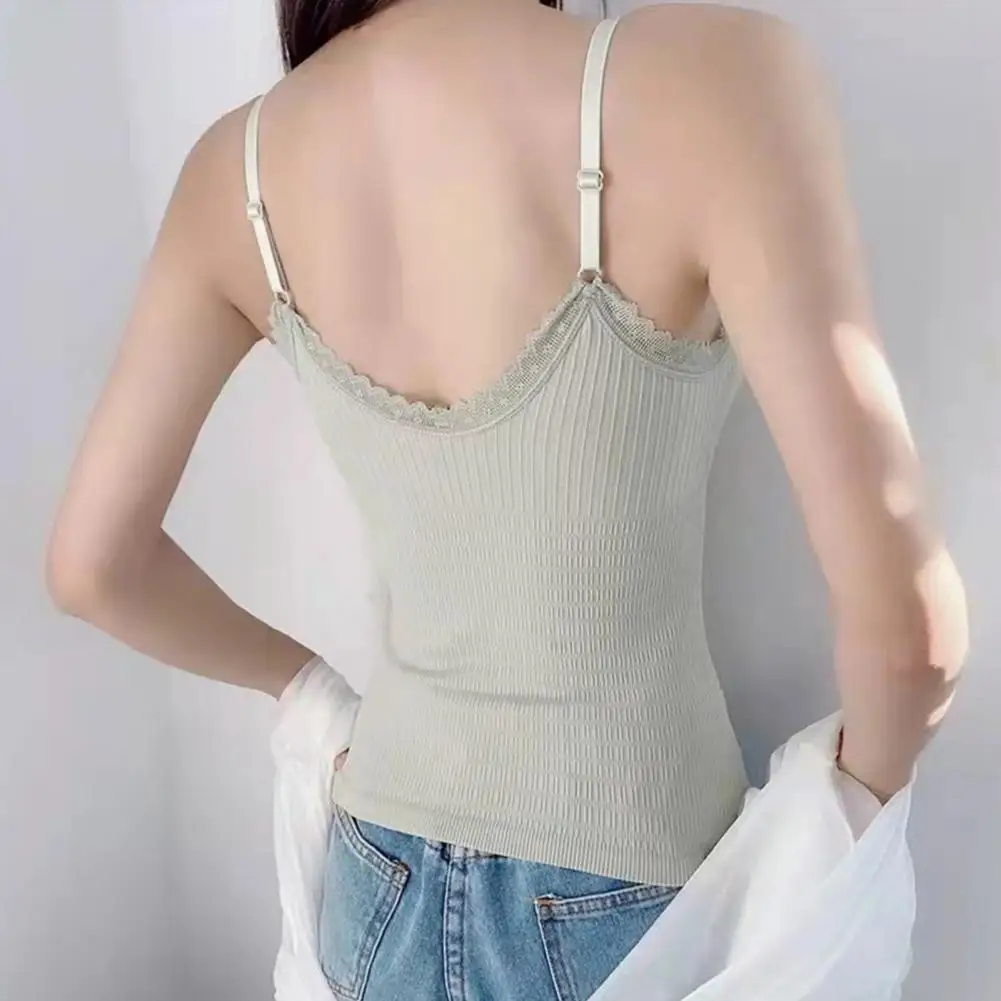 

2025 Spring and Autumn New Lace Black Tank Top Sexy and Beautiful Solid Color Design Strap Bottom Shirt