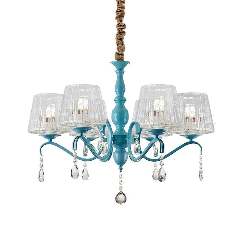 

American simple light luxury chandelier crystal living room light Mediterranean room bedroom