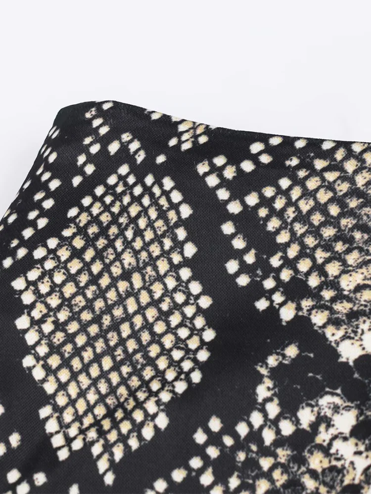 European and American style autumn new fashion trend women's clothing animal print mid-waist textured midi skirt