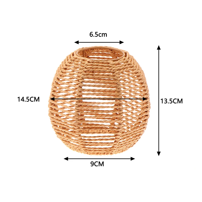 

Vintage Hanging Lampshade Handmade Woven Lamp Shade For Living Room Bedroom Hotel Simulated Rattan Light Fixture