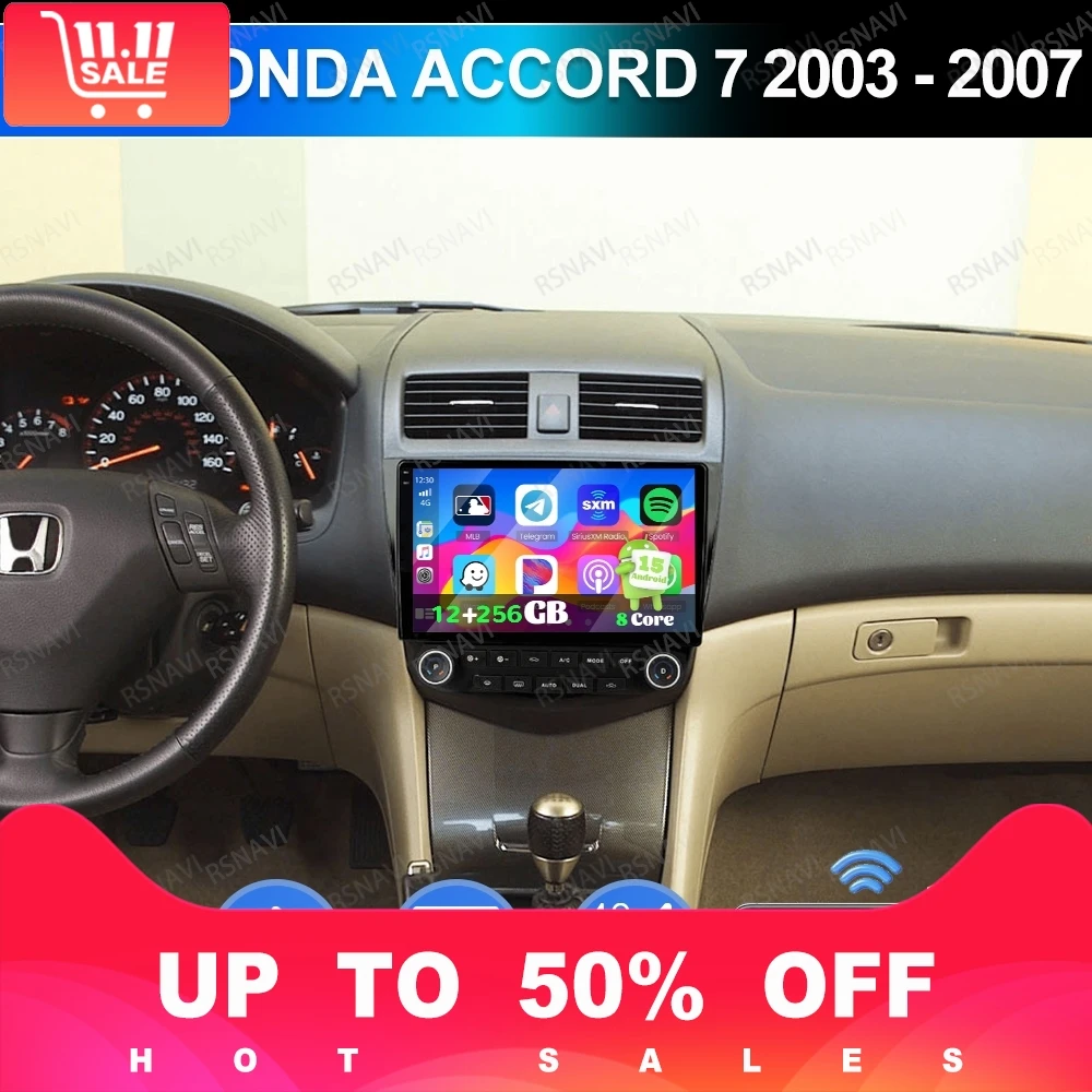 

Android 15 For Honda Accord 7 2003 - 2007 Head Unit BT Navigation GPS 4G LTE QLED Car Radio Viedo Player Stereo Multimedia AUTO