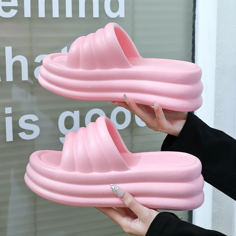 Lcuyever Pink Chunky Platform Slippers Women 2024 Summer Eva Thick Bottom Sandals Woman Outdoor Beach Non Slip Slides Shoes