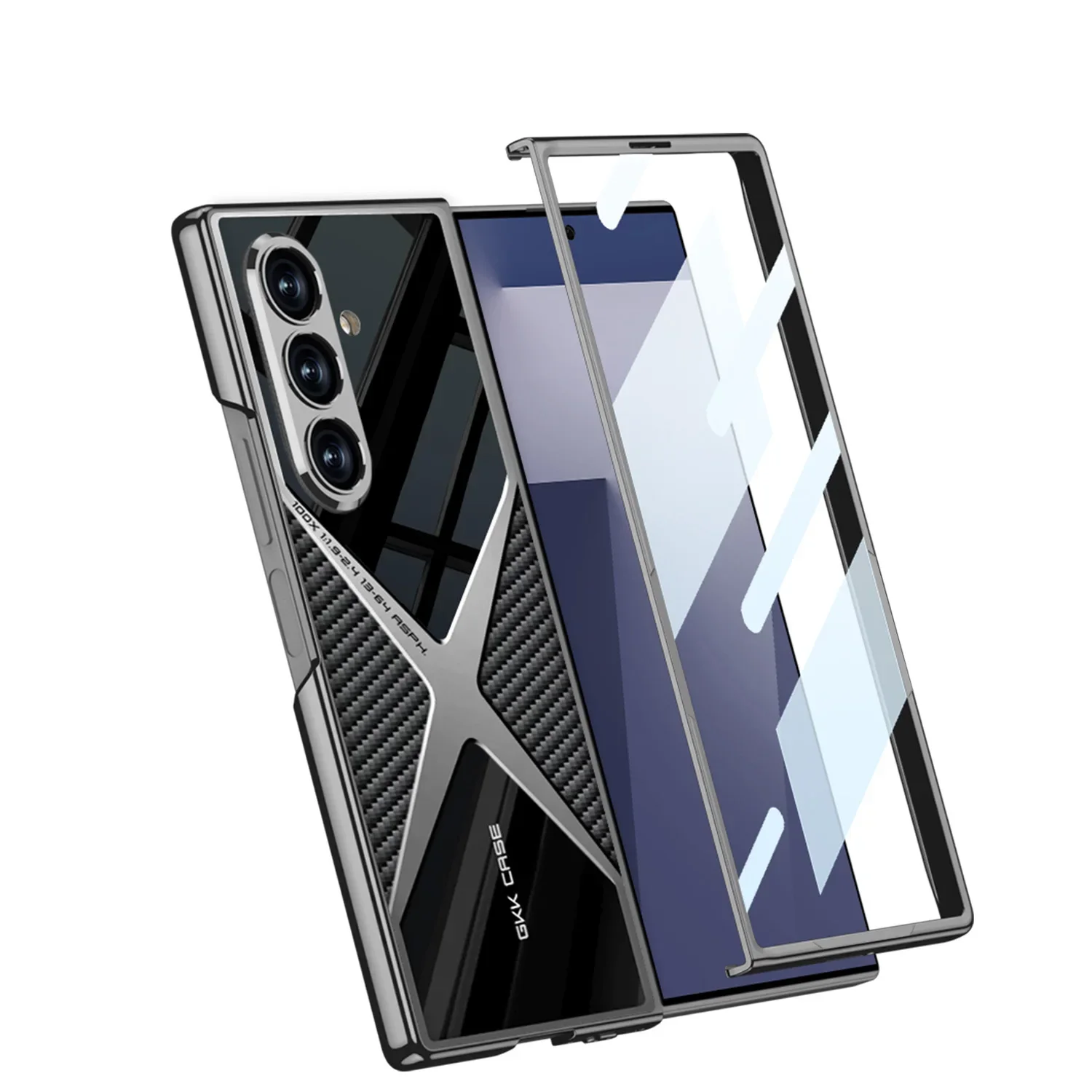 Luksusowe etui GKK Super X z powłoką galwaniczną do Samsung Galaxy Z Fold 7 6, szkło na ekran zewnętrznego modułu, twarde plastikowe plecki, etui na Galaxy Z Fold7 — zdjęcie produktu 7