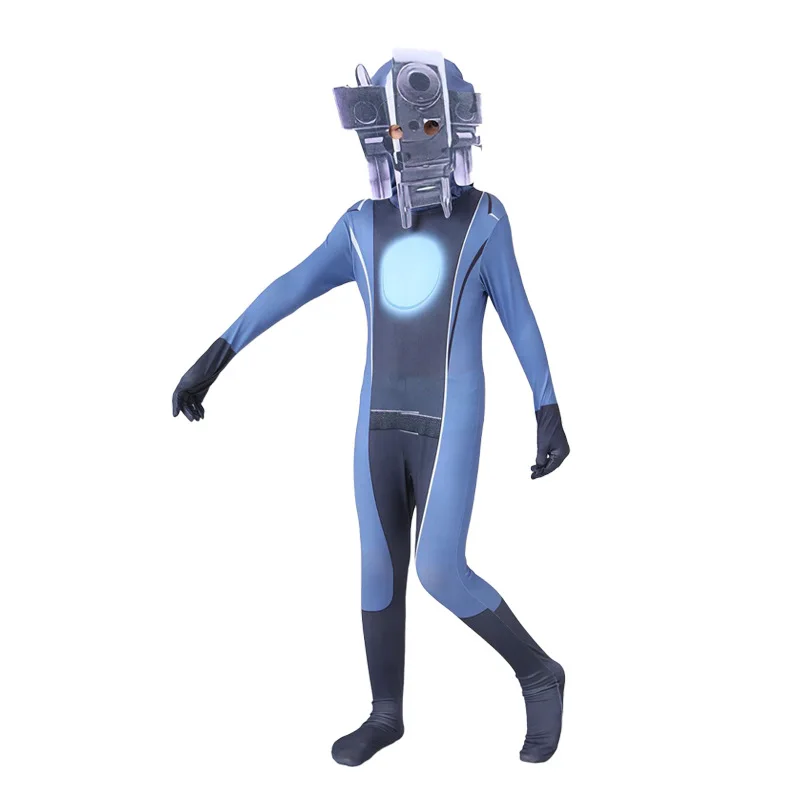 Skibidi loween بدلة ضيقة تأثيري حلي نيسيي مراقبة الأطفال رجل مقابل المرحاض رجل الزي التلفزيون شخص المحملة خلات الألياف
