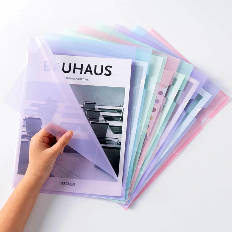24Pcs L Type Folders A4 Plastic File Project Pockets File Folder Clear Paper Document Jacket Sleeve School Office Supplies
