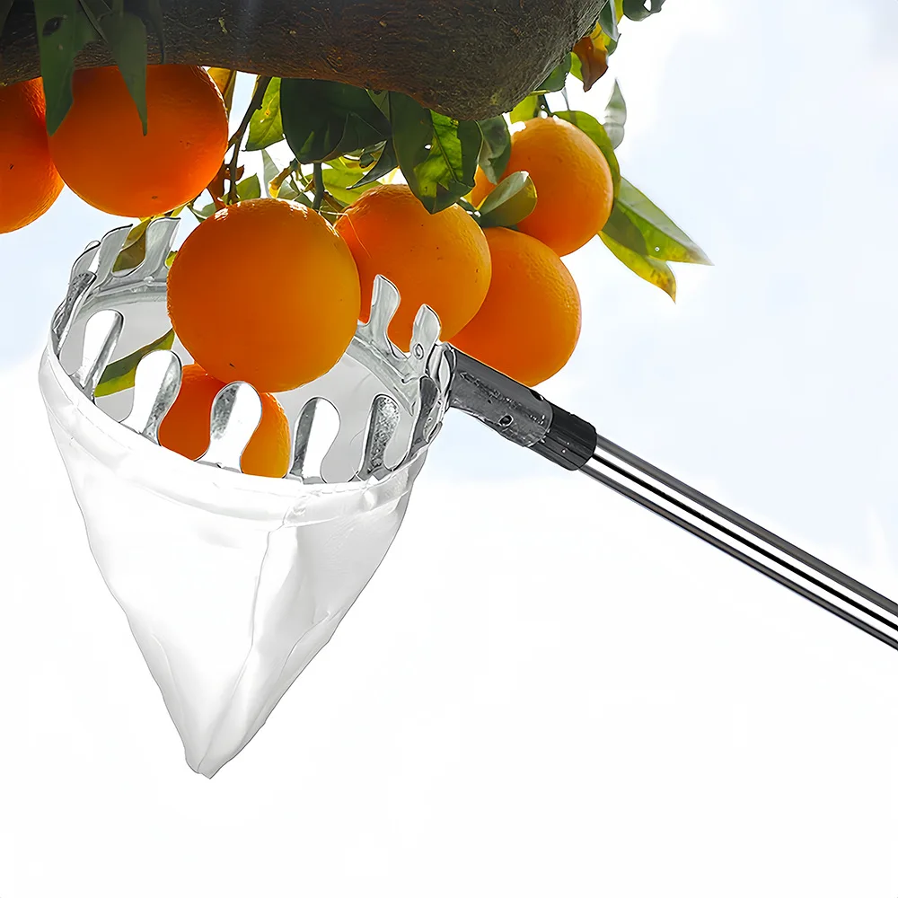 

Fruit Picker Tool with Basket Adjustable Long Handle Fruit Catcher Adjustable Tree Fruit Harvester for Garden Apple Mango Orange