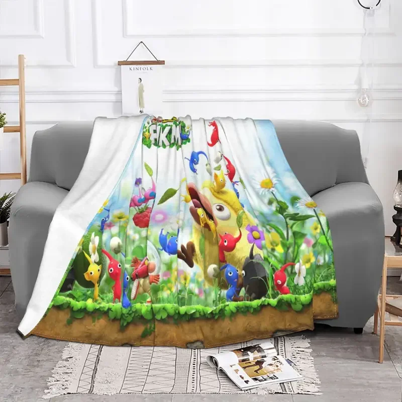 Pikmin Video Game Lover Plant Blanket Fleece Spring/Autumn Multifunction Super Warm Throw Blankets for Sofa Office Rug Piece