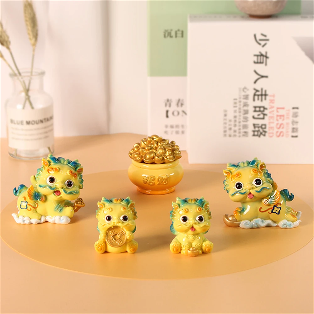 Chinese Mythology Wild Animal Similar Lion Brave Figurines Moral Luck and Wealth Anti-spirit Power Home Decor Desktop Ornaments