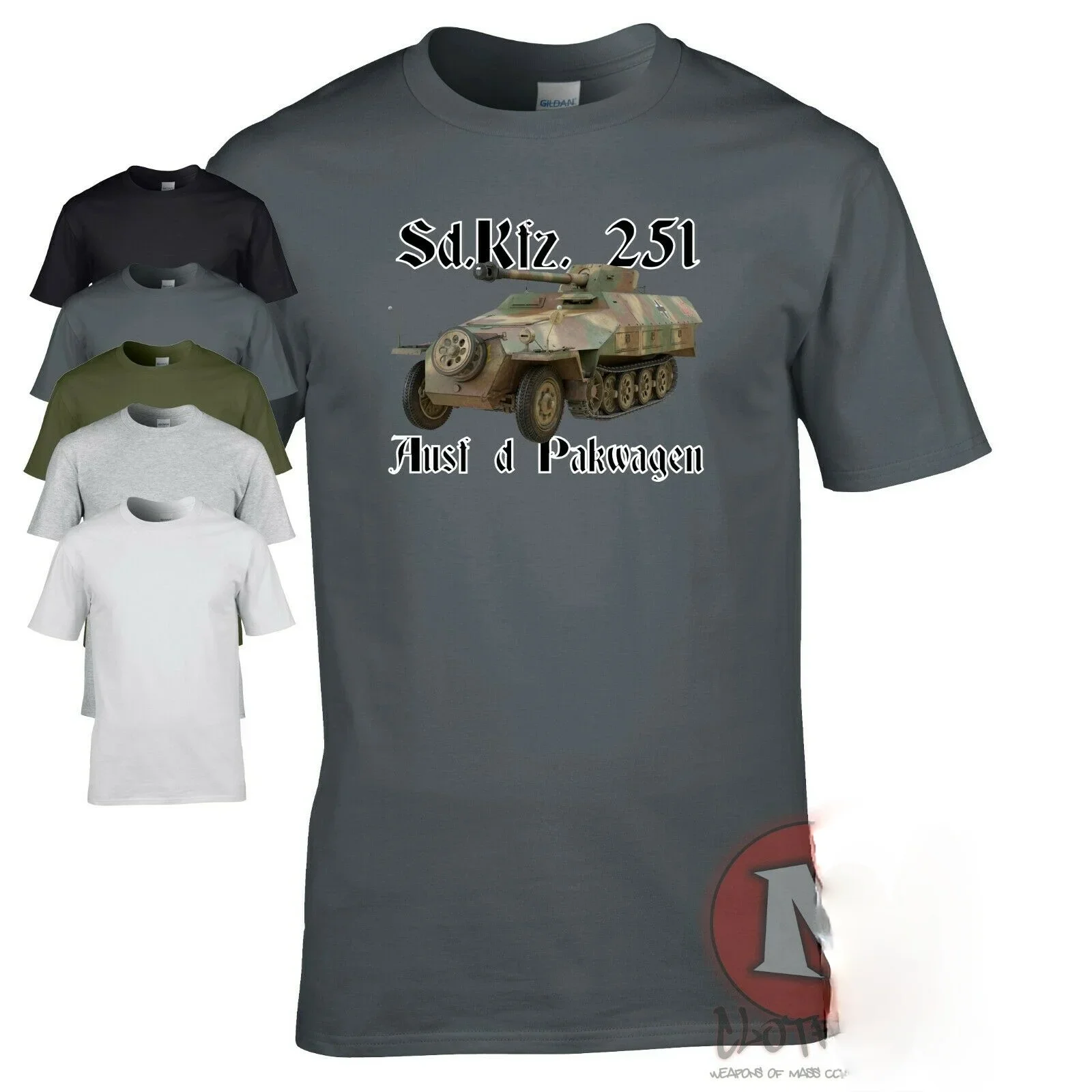 

SD.Kfz. 251 Pakwagen Halftrack WW2 German Armour World Tanks T-Shirt Short Sleeve Casual 100% Cotton Shirts