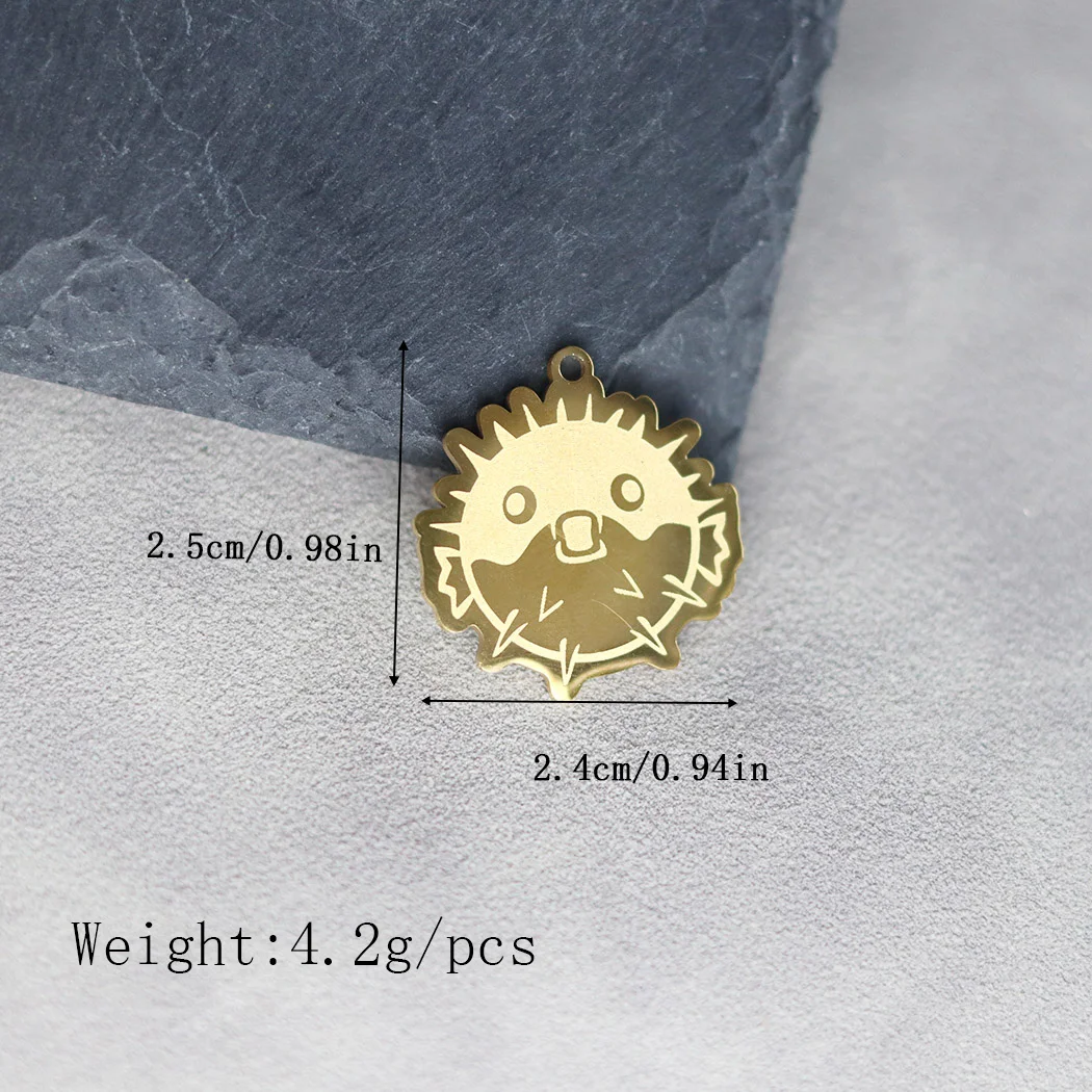 2PCS Stainless Steel Viral Puffer Fish Pendant Charms For Jewelry Making DIY Personalize Necklace Keychain Metal Accessories