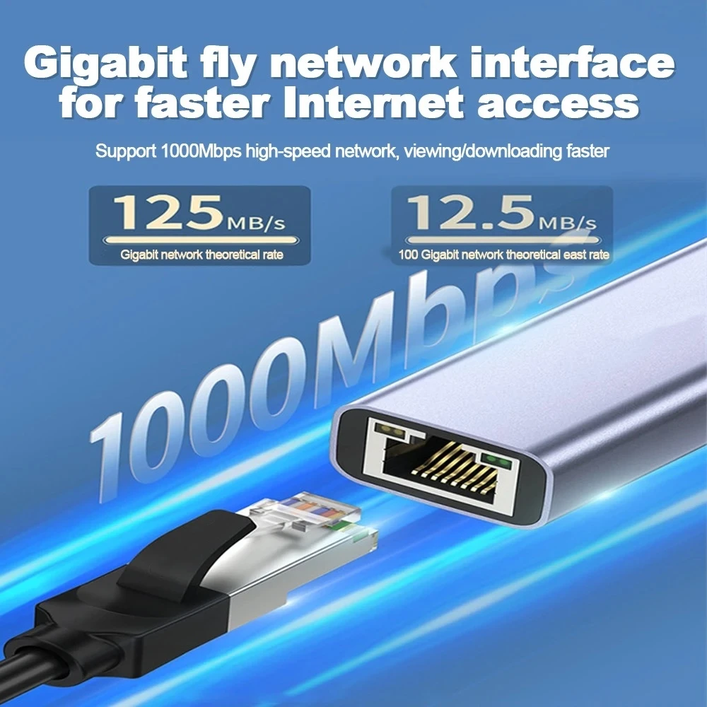 1000Mbps USB Wired Network Card USB 3.0 Type C to RJ45 Ethernet Lan Adapter for Notebook MacBook Xiaomi Mi Box Nintendo Switch