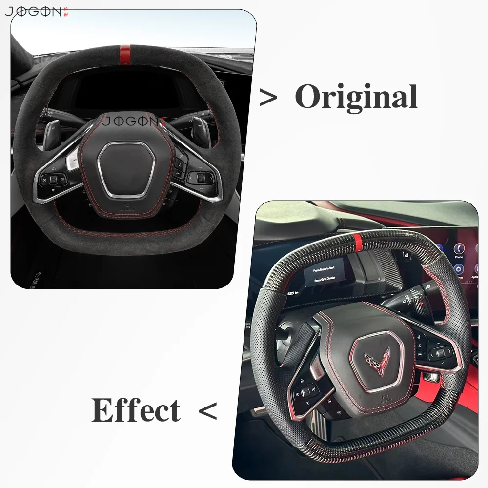 Real Carbon Fiber Steering Wheel Upper Bottom Decor Trim For Chevrolet Corvette C8 Z51 Z06 E-Ray Convertible Coupe 2020-2026