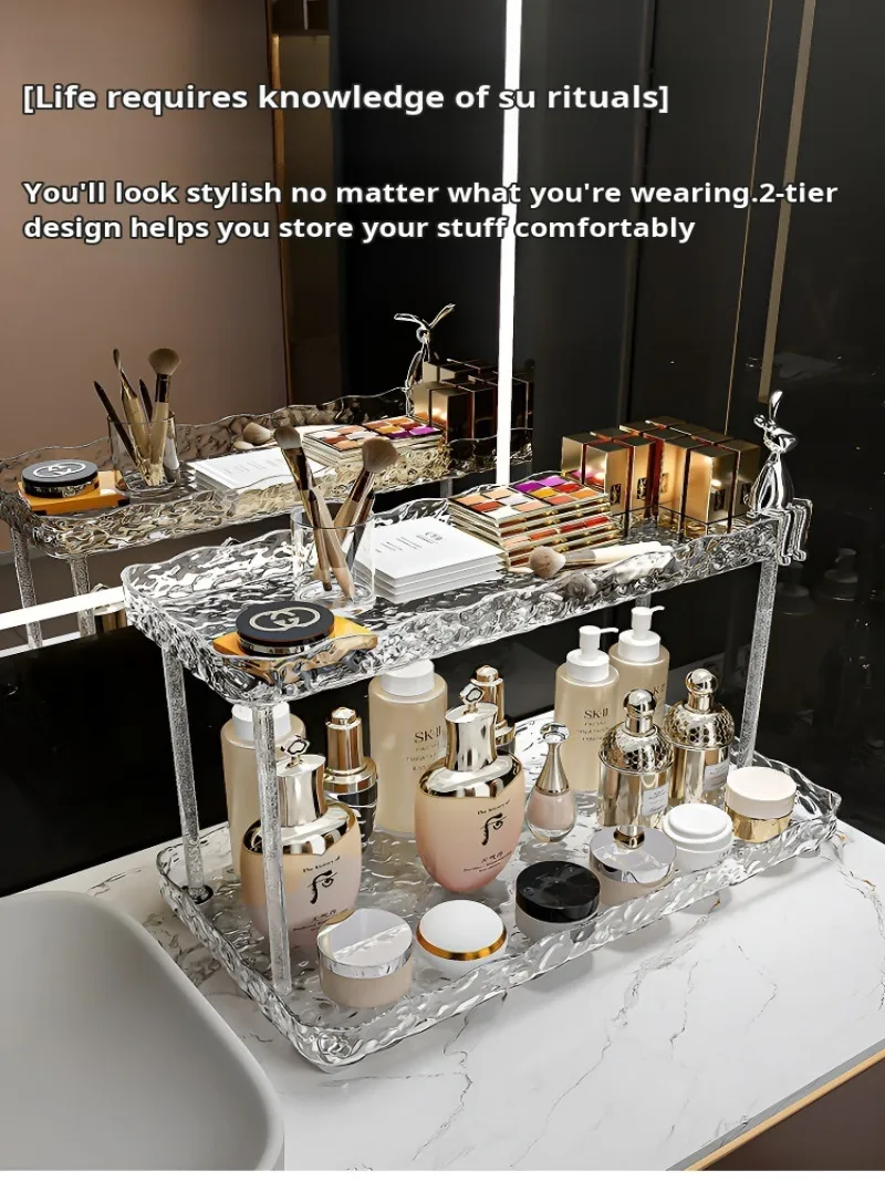 Acrylic glacier pattern doublelayer cosmetics washstand