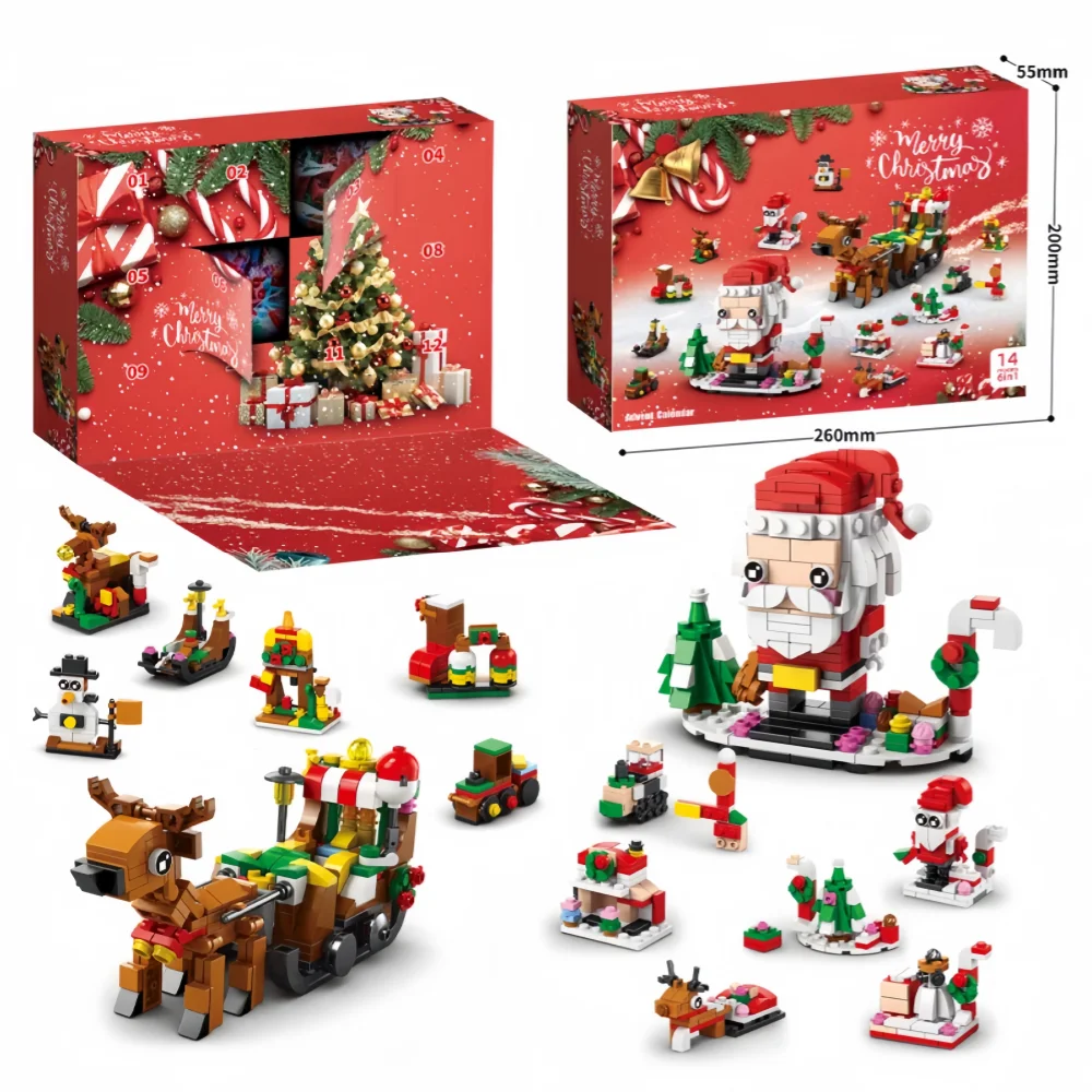 Knew Built Christmas Gift Building Blocks Toys - เกมสนุกซานต้า, ต้นคริสต์มาส, รถไฟ, Reindeer Snowman- ของขวัญที่สมบูรณ์แบบสําหรับเด็ก