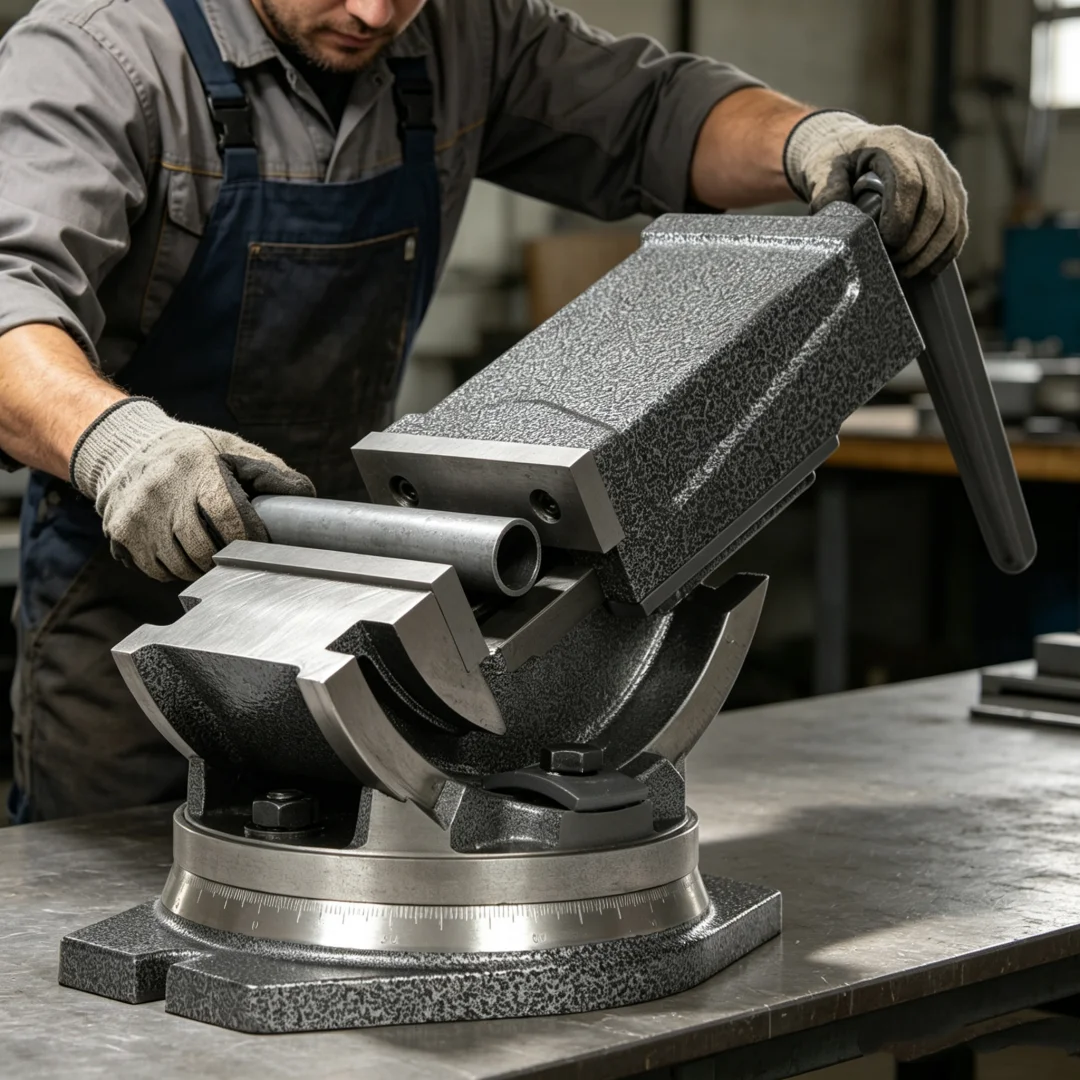 Präzisions-Winkelschraubstock 4 Zoll – Max. 19KN Spannkraft, Kunststoffbeschichtetes Gusseisen, 0,025mm Parallelität, für Fabrik, Werkstatt & Heimgebrauch