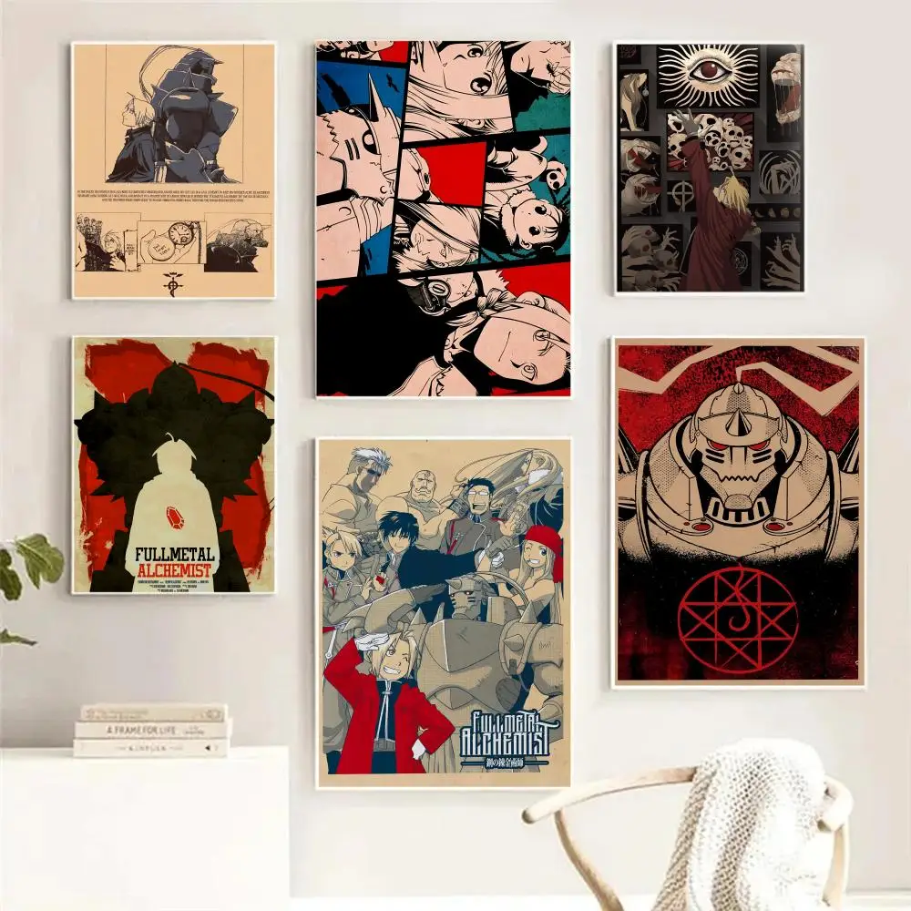 Fullmetal Alchemist retro Painting Calligraphy HD Print Free Mural Art Photos for Living Room Home Wall Decor Canvas Poster