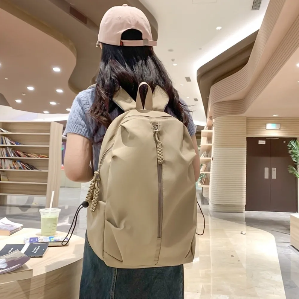 New Large Capacity Simple Backpack Solid Color Lightweight College Bag Waterproof Student Backpack Outdoors