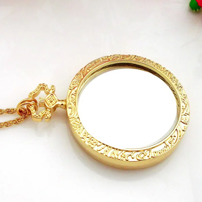 1PC 3x Portable Creative Present Magnifying Glass Fashion Necklace Reading Magnifier Pendant Necklace Decorative Gift Loupe