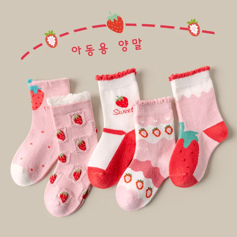 

1-12Y Girls Socks Kids Calf Length Warm Christmas Red Socks Baby Children Autumn Winter Cotton Sock