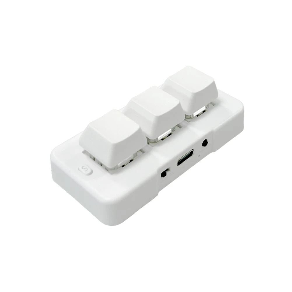 ABGQQ MK321BT 3-Key Mini Customized Mechanical Keyboard Blue Switch USB+BT Dual-Mode Connection for Game Multimedia,White