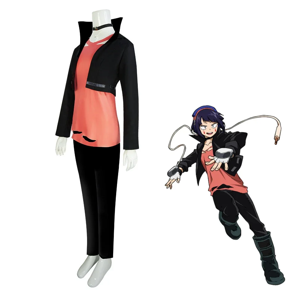 

Kyoka Jiro Cosplay Costume Anime My Hero Academia Boku No Hero Academia Women Suit Black Coat Red T Shirt Carnival Role Play