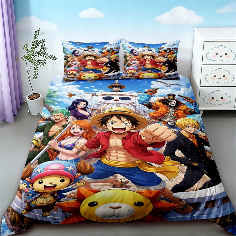 Luffy Duvet Cover Set One Piece Anime Cartoon Bedding Set Quilt Cover Comfortable for Bedroom Dormitory Teens Gifts view 5