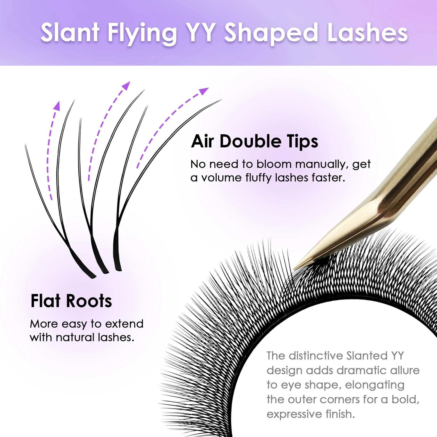 SEEDEW Fox YY型まつげエクステ 斜めフライングYYつけまつげ ナチュラルソフトまつげ