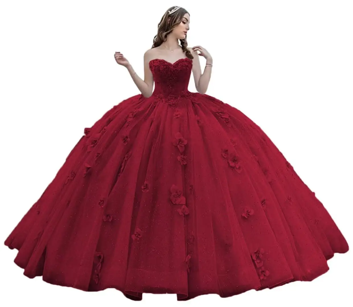 KIVARY Princess Sweetheart Quinceanera платья кружевное бальное платье с цветочным принтом блестящие платья для выпускного вечера из бисера