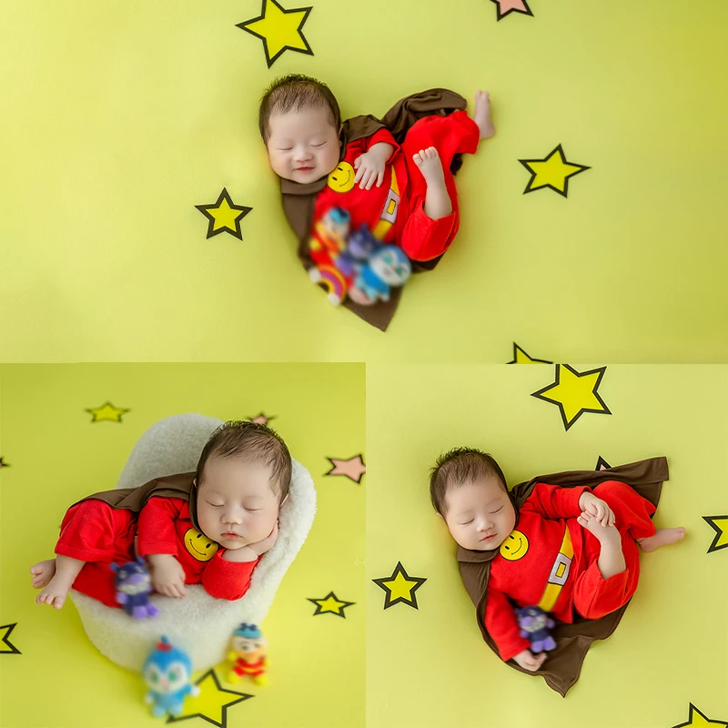 Pakaian fotografi baru lahir mantel baju tema Superman kecil lucu Aksesori pemotretan Studio alat peraga foto Pose bayi