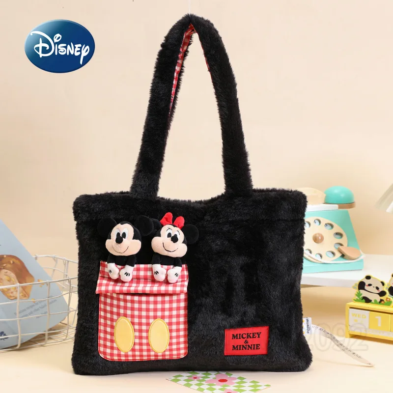 

Disney Mickey New Women's Plush Handbag Large Capacity Fashion Women's Shoulder Bag Cartoon Fashion Doll Plush Women's Bag