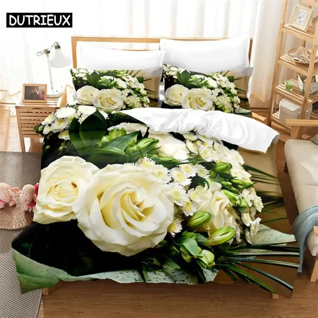 

Rose Queen Bedding Set Green Duvet Cover Set Kids Bedding Digital Printing Bed Linen King Size Duvet Cover