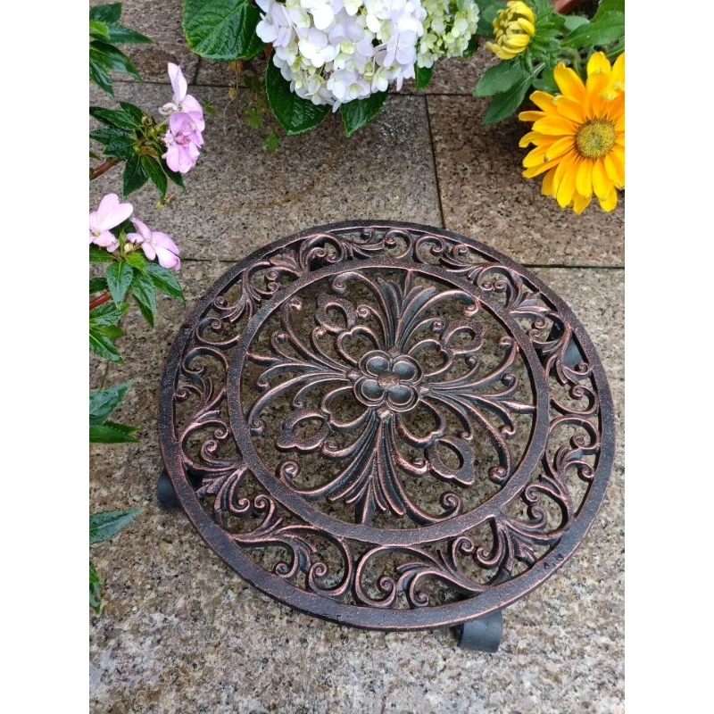 

Cast iron universal wheel mobile tray flower stand gardening garden materials
