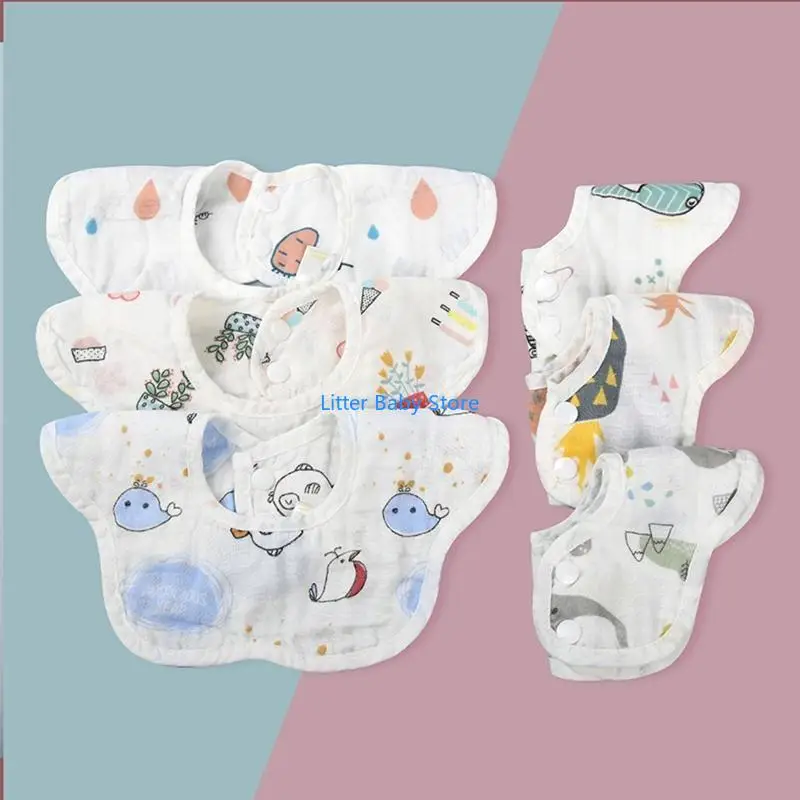 

N80C Baby Bib 360 градусов вращается четыре слоя тонких ткани летние детские нагрудники