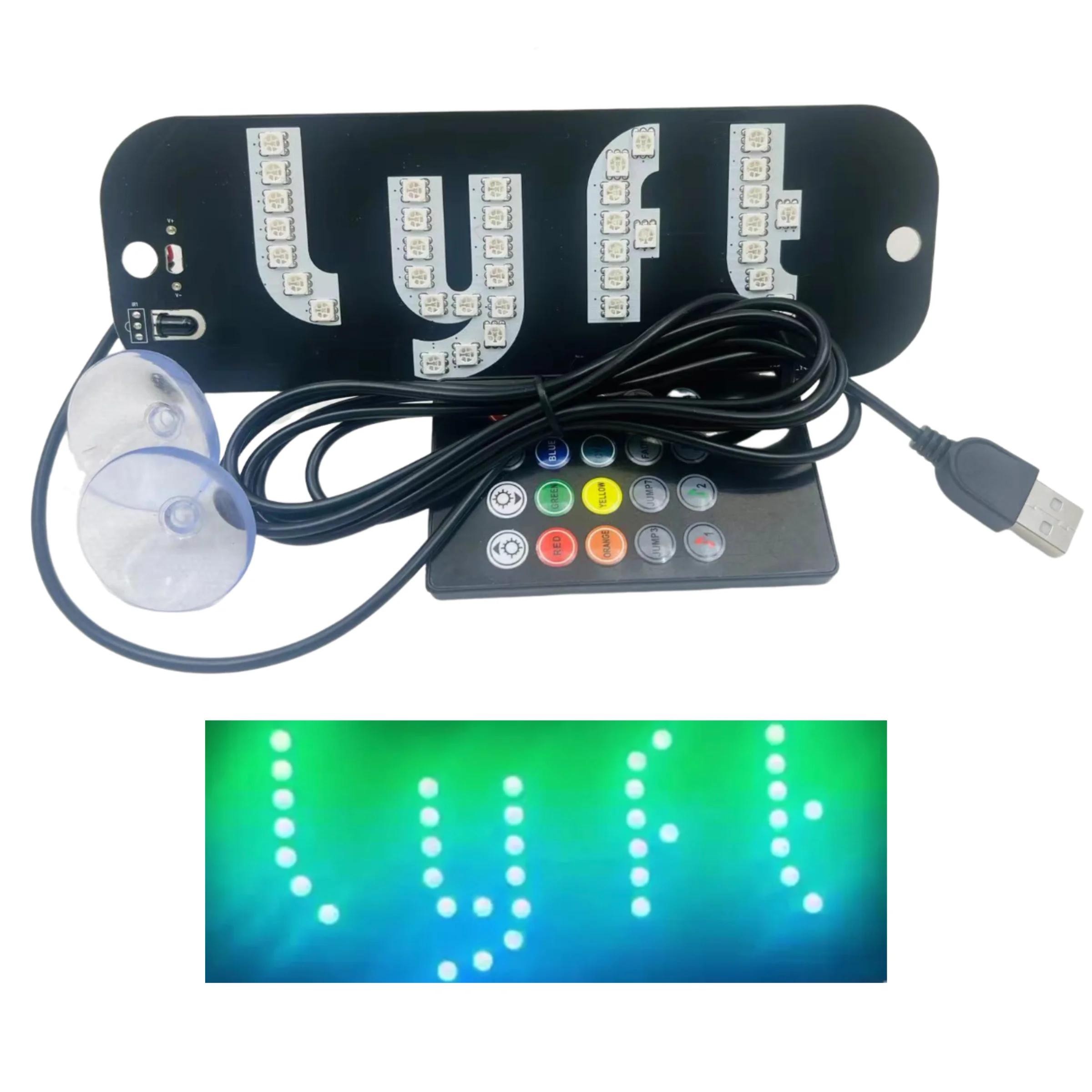 Car LED Light Sign 10 Colors Changed with USB Interface, Lights Switch for Easy Nighttime Passenger Location, with Suction Cups