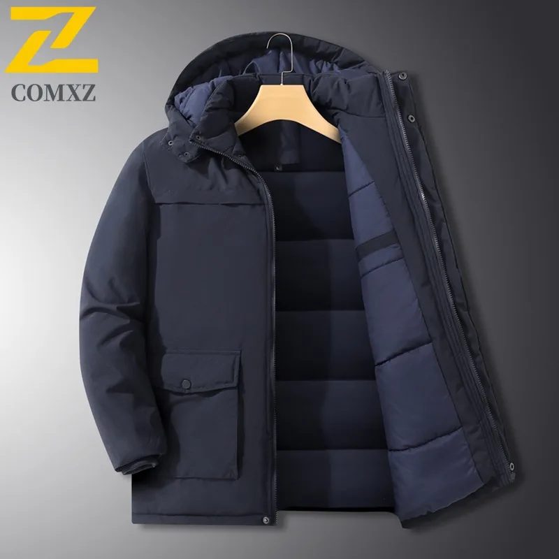 

COMXZ Мужская куртка для хлеба 2025, однотонная, минималистичная, легкая, теплая, для путешествий, стеганая куртка, снежное, высококачественное стеганое пальто