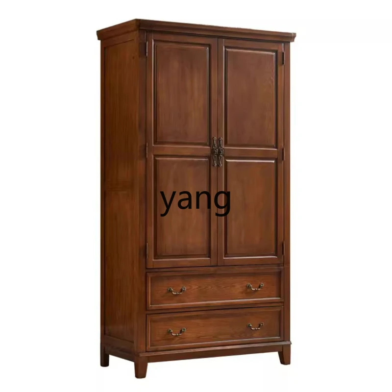 

LMM Solid Wood Wardrobe Home European Bedroom Small Apartment Closet Single Door Double Door Combination