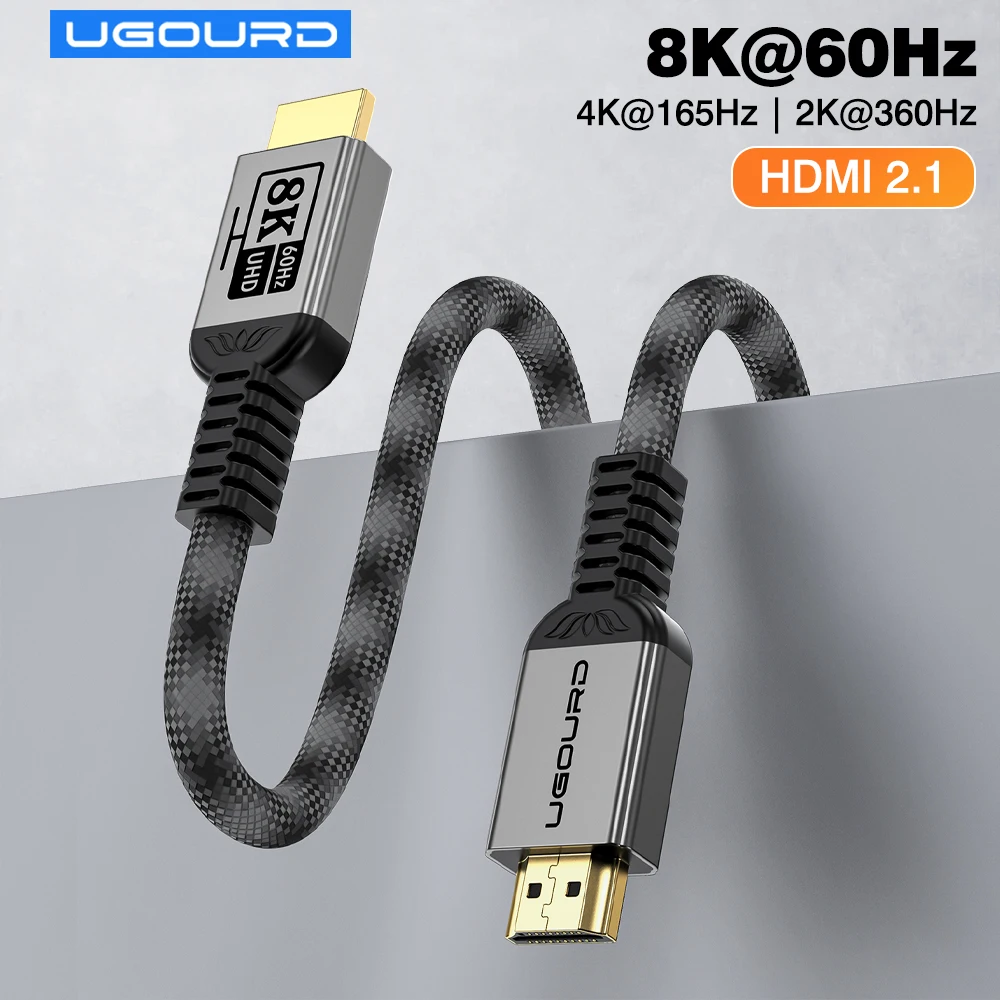 UGOURD Upgraded Version HDMI 2.1 Cable 48Gbps Braided 8K 60Hz 4K 144Hz 2K 360Hz EARC HDR HDCP2.3 Cord for PS5 Xbox Monitor TV