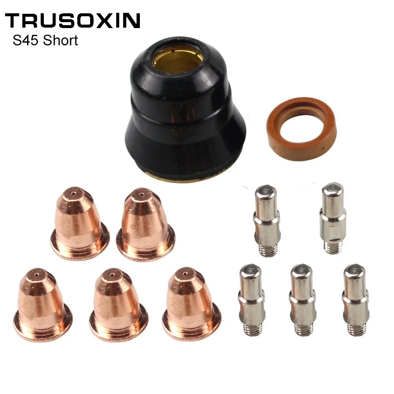

12PCS Plasma Cutter Torch Consumables Kit with Short Electrode, Short Tip, Gas Diffuser, and Nozzle Cup