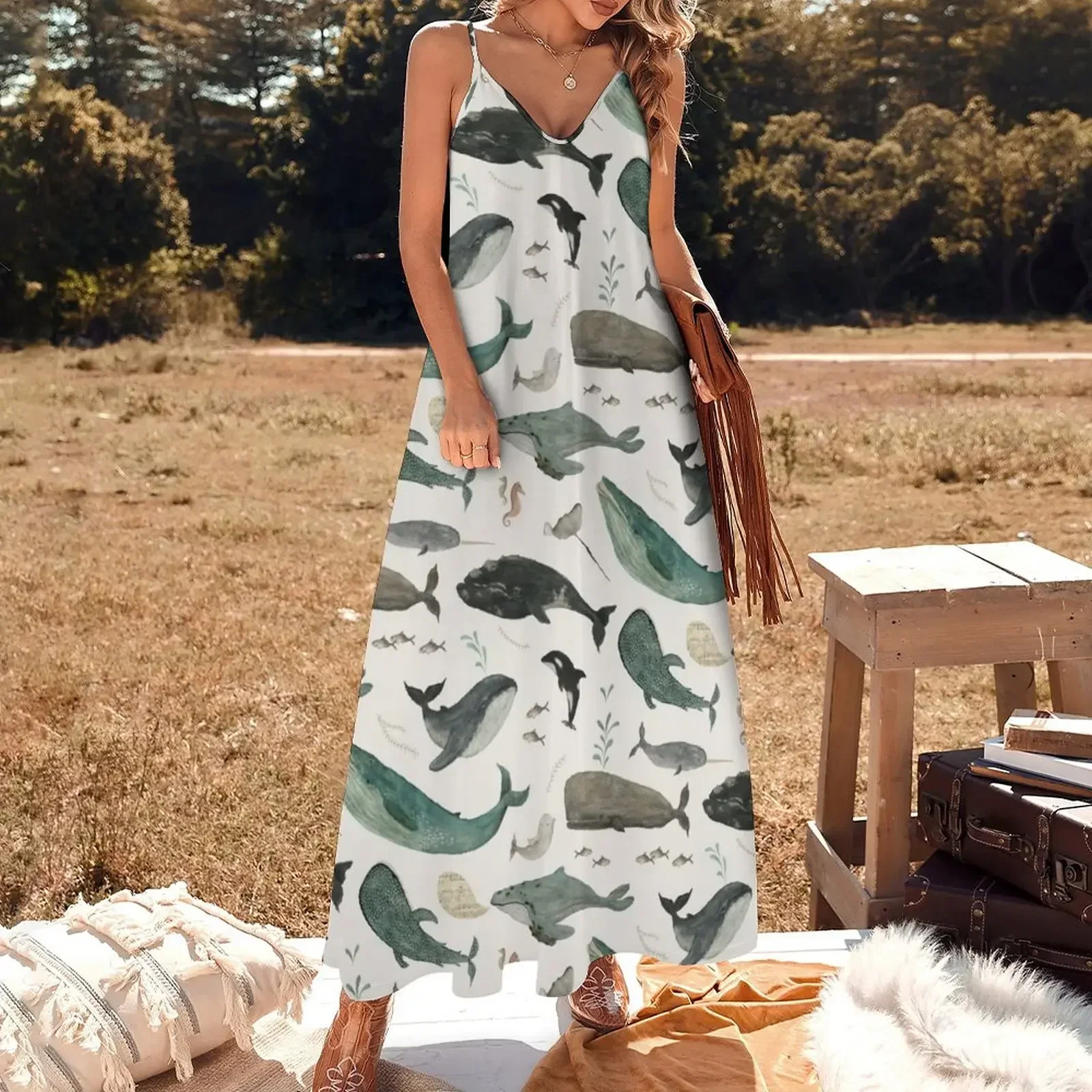 Whale Song Sleeveless Dress dresses for women Women dresses summer Dress