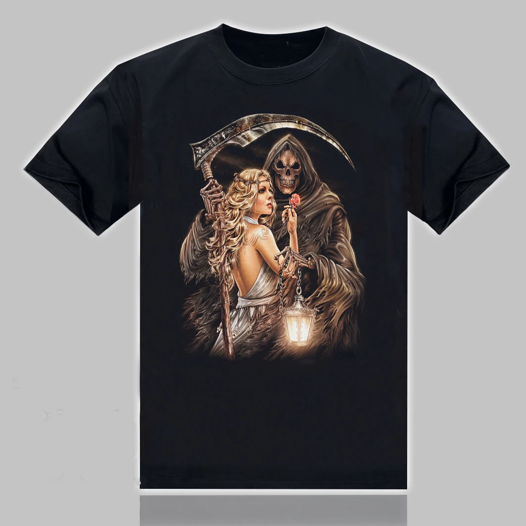

Футболка Beauty and Grim Reaper. Повседневные футболки из 100% хлопка, свободный верх, размер S-3XL