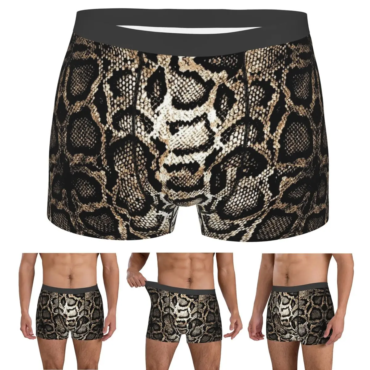 Boxer Underpants Shorts Snake Skin Panties Men's Breathable Underwear for Homme Man Boyfriend Gifts