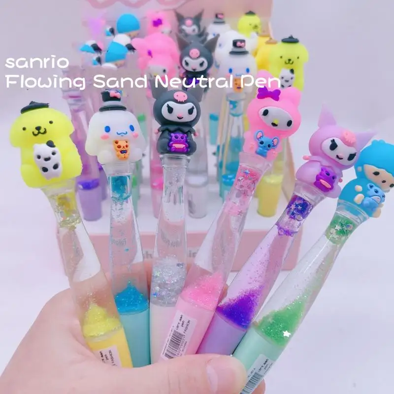 

36Pcs Japan Anime Sanrios Pen Cute Kuromi Melody Cinnamoroll Girl Heart Quicksand Pen Creative Oil Fairy Neutral Pen Stationery