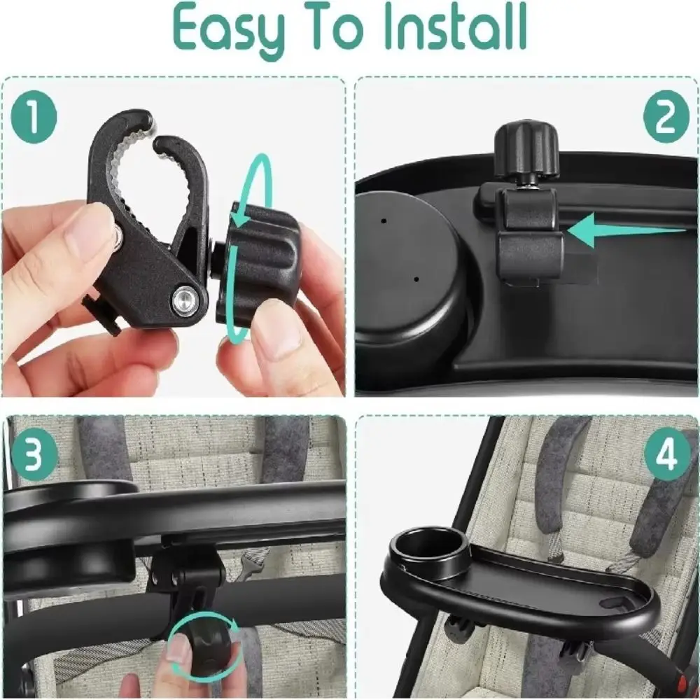 Antislip Stroller Cup Holder Practical Detachable Pushchair Snack Table Multi-purpose Convenient Universal Stroller Tray - view 5
