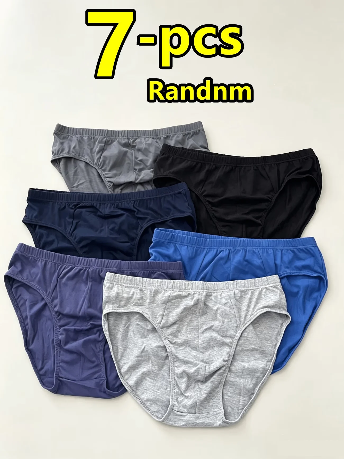 7PCS Random Men's Pure Cotton Briefs Simple Solid Color Comfortable Breathable Underwear Male Plus-Size Loose Underpants S-XXL