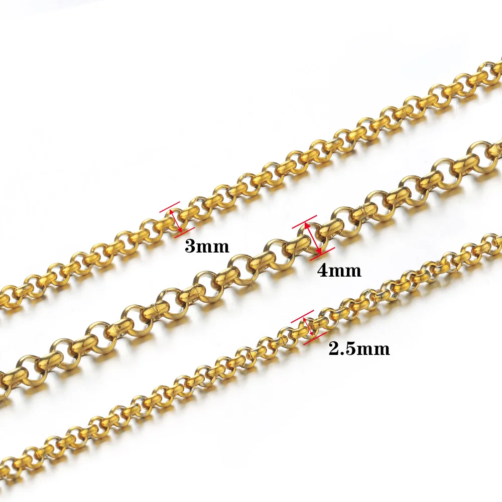 New 1M2M Stainless Steel Chain Gold Color Steel Color Round O Shape Necklace Bracelet DIY Jewelry Making Components Accessories