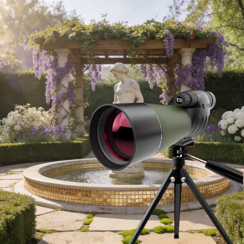 25-75×60 Zoom Spotting Scope, ED Lens & Fully Multi-Coated, Waterproof for Bird Watching, Long Range Target Observation