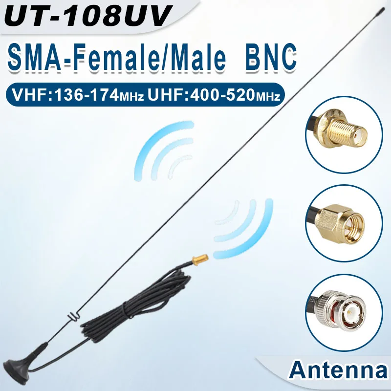 磁気トランシーバー車用アンテナ、SMA-F、デュアルバンド、uhf、vhf for Baofeng、UV-5R、tyt、wouxun、quansheng、UV-K5、8、双方向ラジオ、UT-108UV